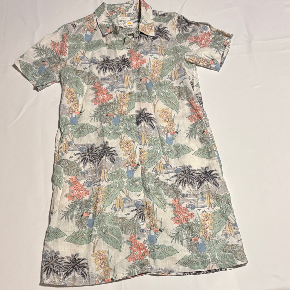 C&C California Tropical Print Shirt Dress -473sku